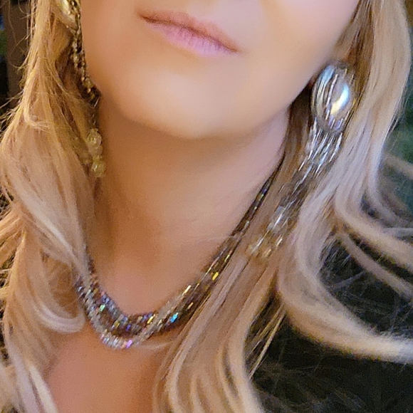 BERGERE Vintage 70's Rare Glass Beads Aurora Borealis Multistrand Necklace - Picture 11 of 16